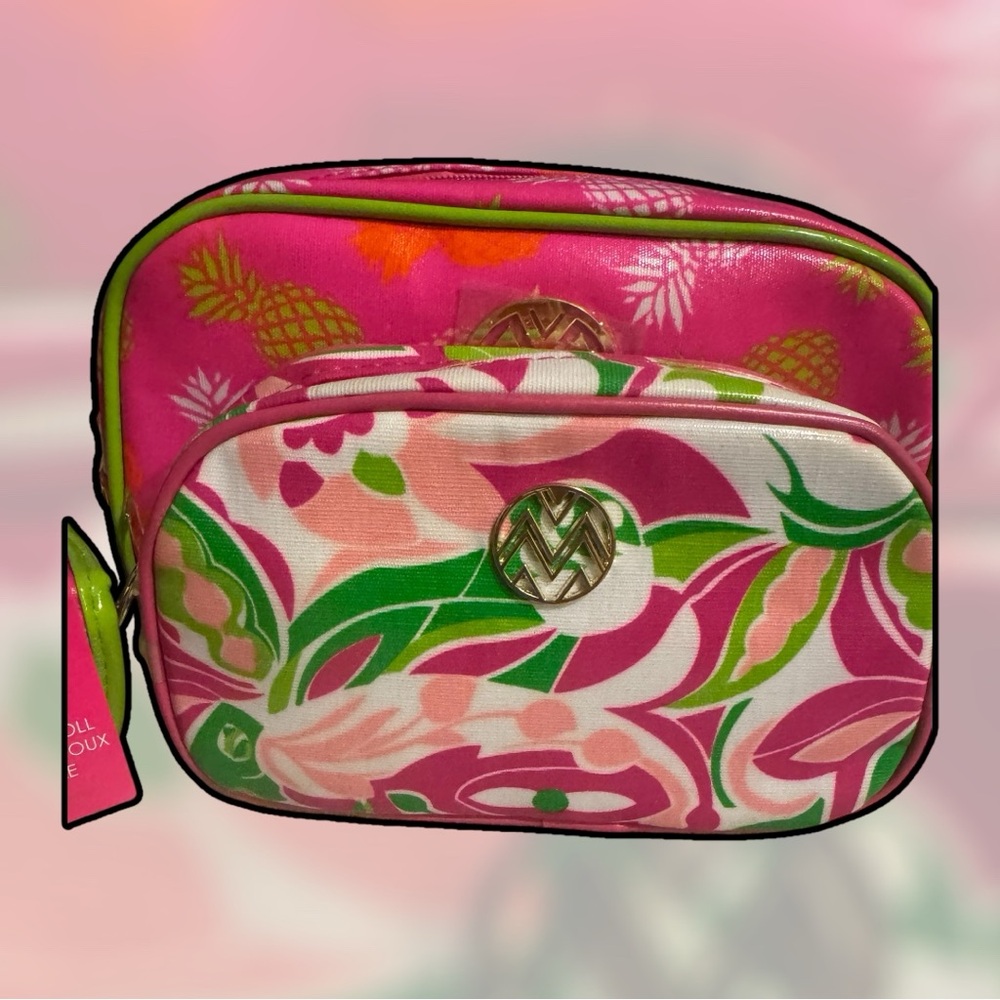 Macbeth Collection by Margaret Josephs Pink/Green Cosmetic/Jewelry Travel Set - Picture 2 of 13